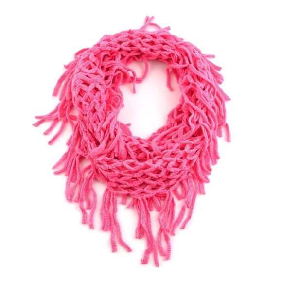 4 for $20 Knit Scarf with Pom Pom Trim and Hanger Pink - Picture 2 of 3